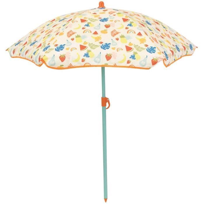 Table pique-nique en pin FUN HOUSE Fruity's avec parasol pour enfant - Multicolore/Orange