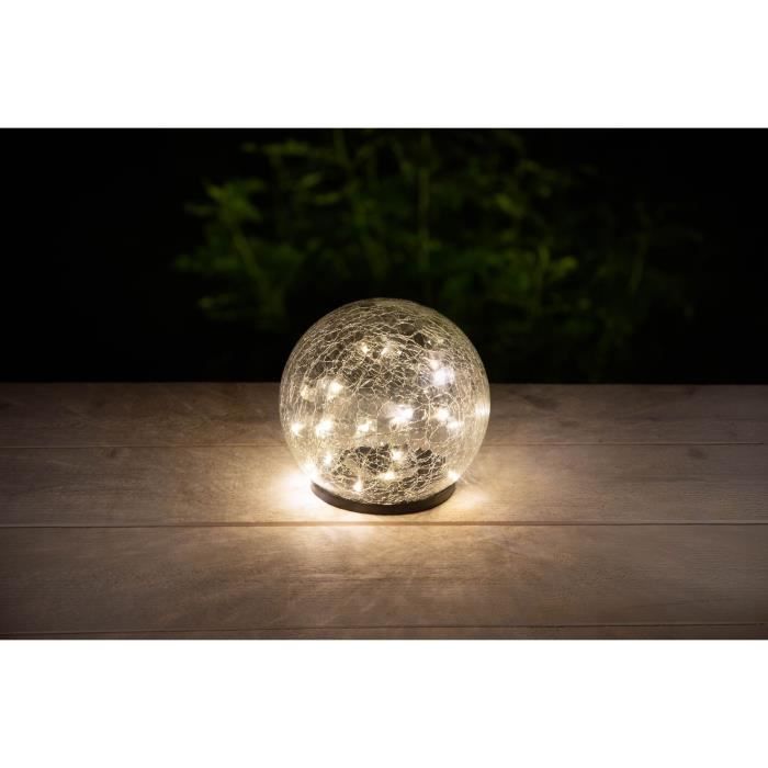 Sphere solaire GALIX - Effet verre brisé - Ř 15cm - 25 LED blanches