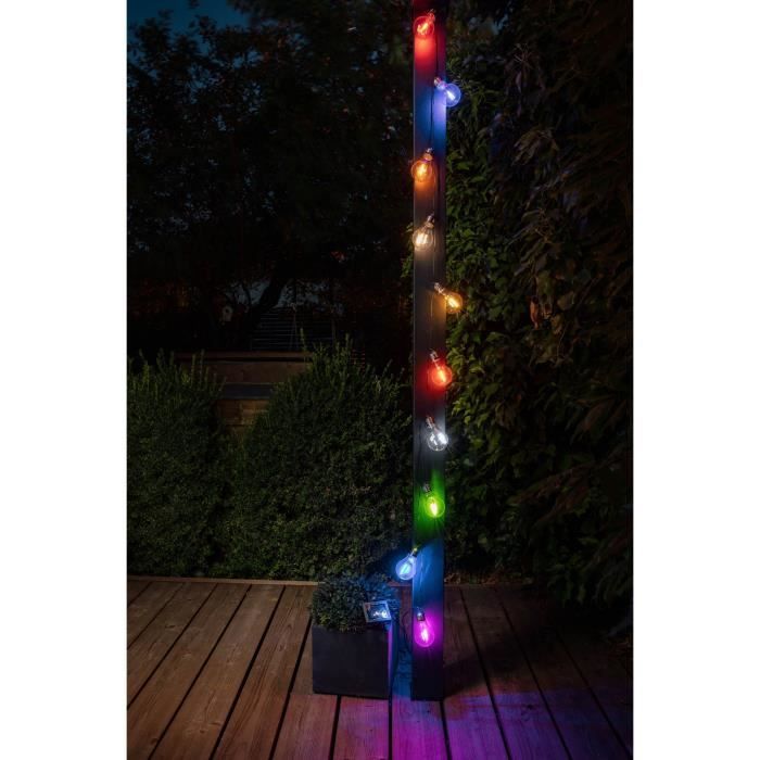Guirlande solaire guinguette GALIX - 10 LED multicolores a filament - ExtÈrieur