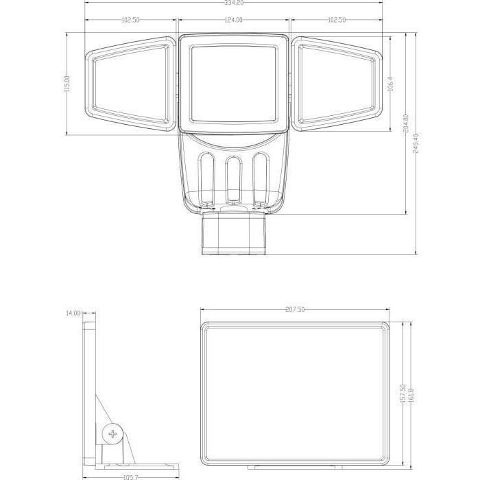 Projecteur Solaire 3 Tetes GALIX G4442 - 1500 Lumens - 182 LED SMD - Mode AUTO ou Marche Forcée