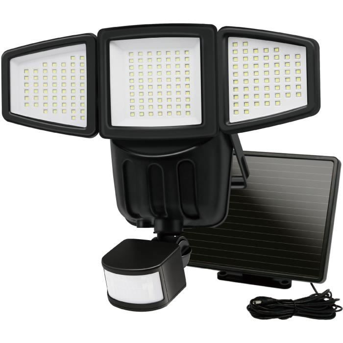 Projecteur Solaire 3 Tetes GALIX G4442 - 1500 Lumens - 182 LED SMD - Mode AUTO ou Marche Forcée