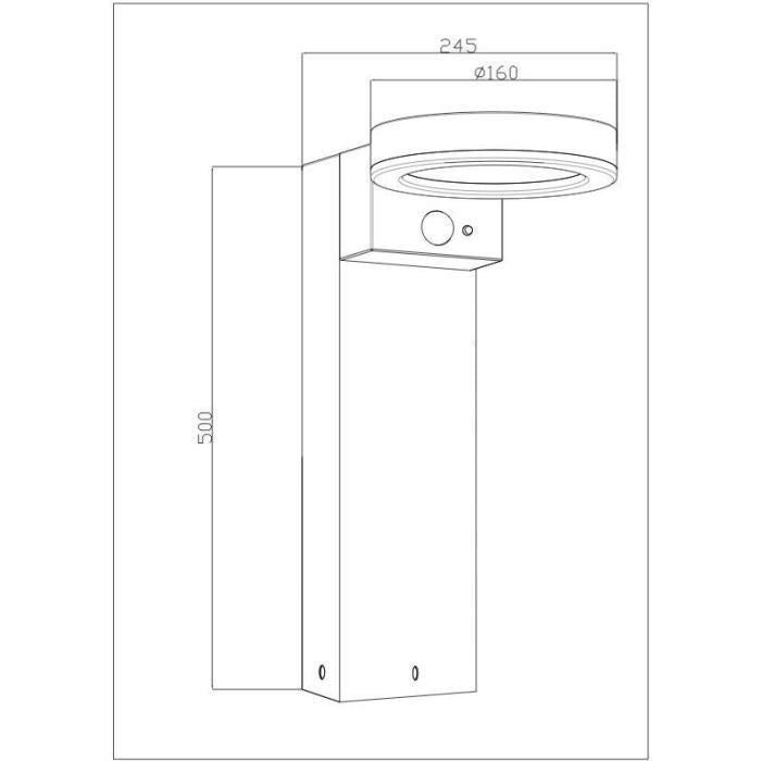 Borne solaire - GALIX - G4590B - Tres éclairante - Inox (option Applique) avec détecteur - H50 cm - 1000 Lumens