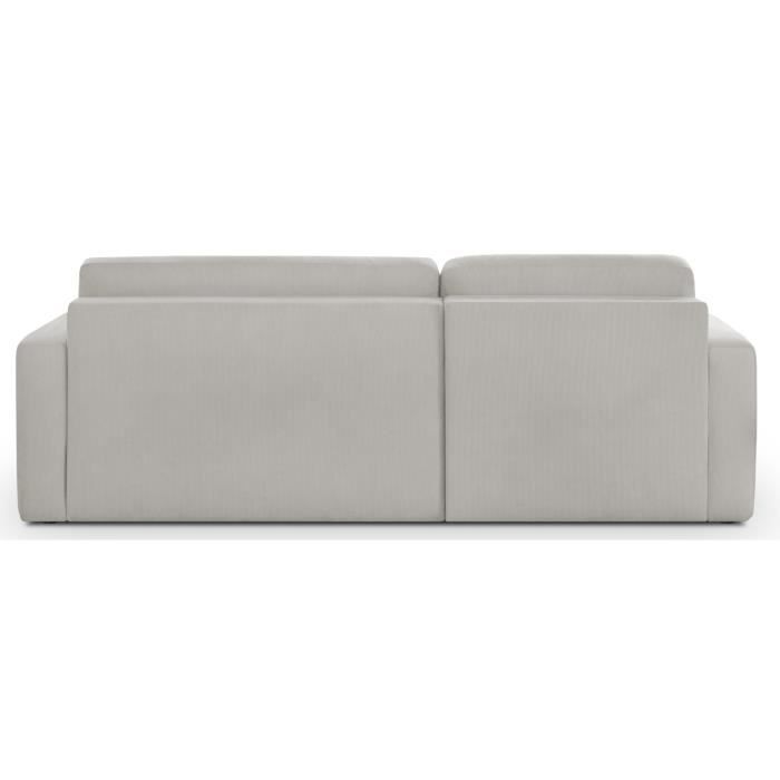CanapÈ d'angle convertible et rÈversible 3 places GALET - Velours cÙtelÈ gris - Coffre de rangement - L238 x P154 x H86 cm