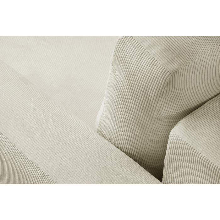 CanapÈ d'angle convertible et rÈversible 3 places GALET - Velours cÙtelÈ beige - Coffre de rangement - L238 x P154 x H86 cm