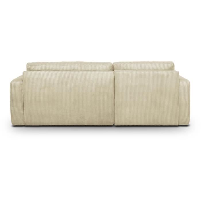 CanapÈ d'angle convertible et rÈversible - 3 places - GALET - Velours cotelÈ beige - Coffre - 238 x 95 / 154 x 86 cm