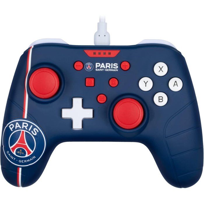 Manette de jeu - Nintendo Switch, Switch 2 et PC - PSG - Filaire - Bleu, blanc et rouge - Fonction vibration - Câble 3 m - Konix