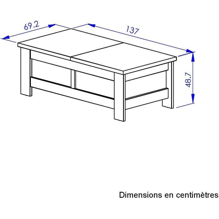 Table basse - Broceliande - Rectangulaire - Aspect minéral et chene clair - Plateaux coulissants - L 137 x P 70 x H 49 cm - Gami