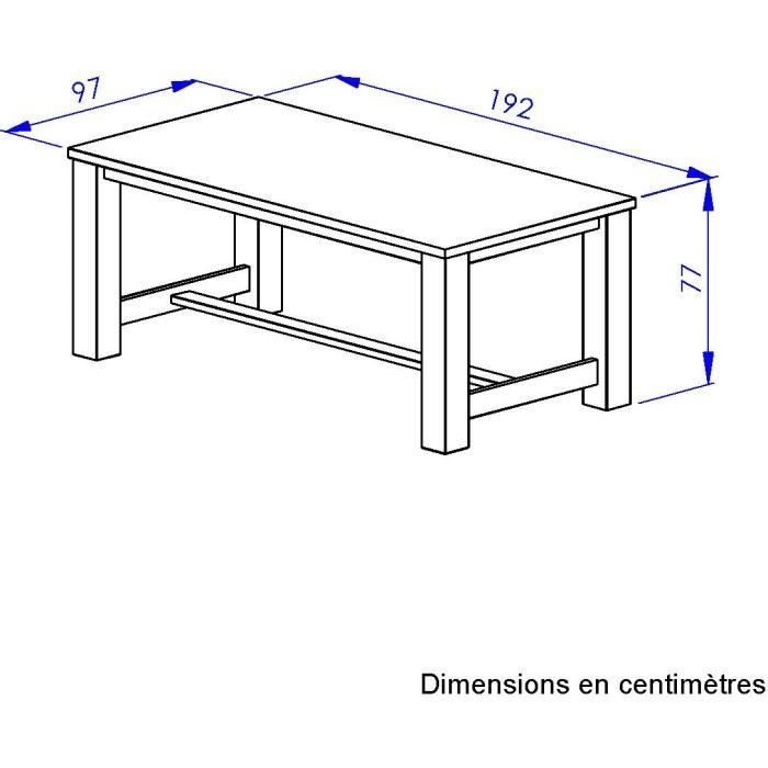 Table a manger - Broceliande - Rectangulaire - 8 personnes - L 192 x P 97 x H 77 cm - Gami
