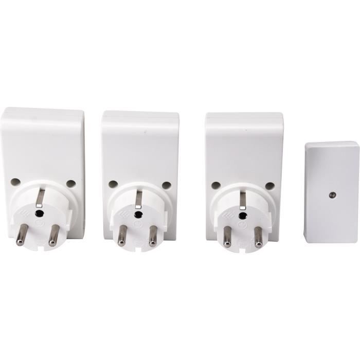 Kit 3 Prises télécommandées + Télécommande - GAO - 230 V - Blanc