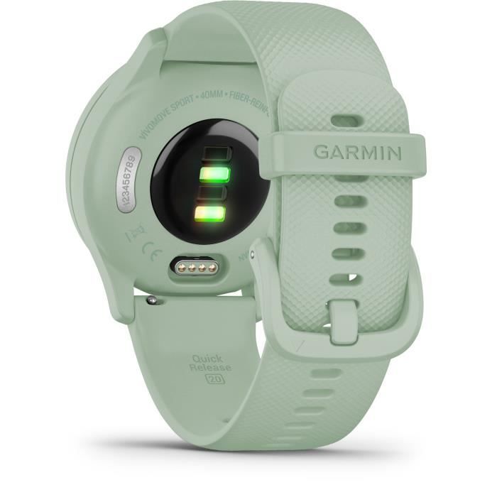 GARMIN Vivomove Sport - Montre de sport connectÈe a aiguilles et Ècran tactile - Vert d'eau silver