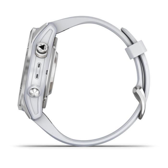 GARMIN - Epix Pro (Gen2) - Montre connectée a haute performance - 42 mm - Acier, Silver avec bracelet blanc
