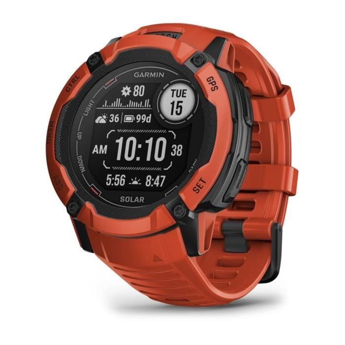 Montre GPS connectée - GARMIN - Instinct 2X Solar Rouge