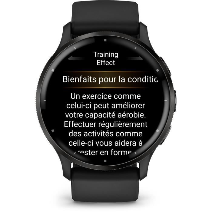 Montre GPS connectÈe - GARMIN - Venu 3 - WiFi - 35,4 mm (1,4) - Acier Gray, boÓtier noir et bracelet en silicone noir