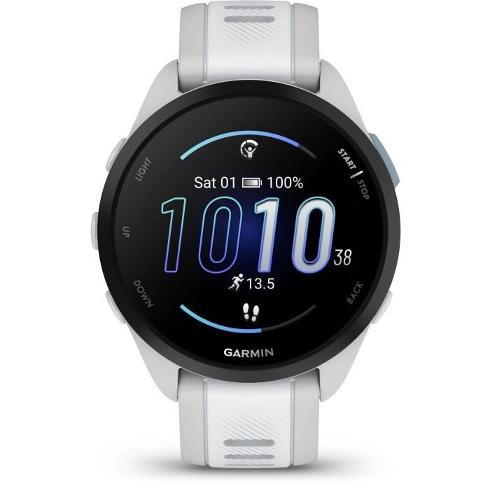 Montre GPS connectÈe - GARMIN - Forerunner 165 - 1,2 - Blanc avec bracelet Blanc et Gris clair