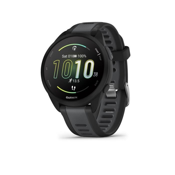 Montre GPS connectée - GARMIN - Forerunner 165 - 1,2 - Noir avec bracelet Noir et Gris