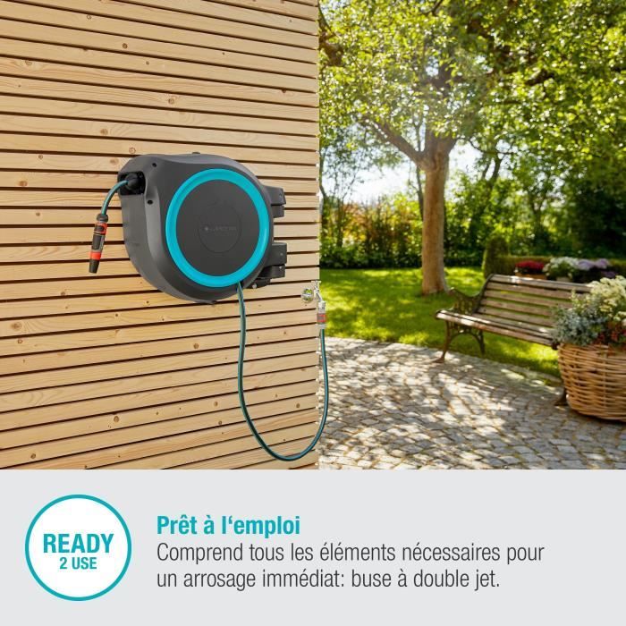 Dévidoir automatique mural RollUp L GARDENA - Longueur 30m - Ř13mm - Kit complet - Garantie 5 ans