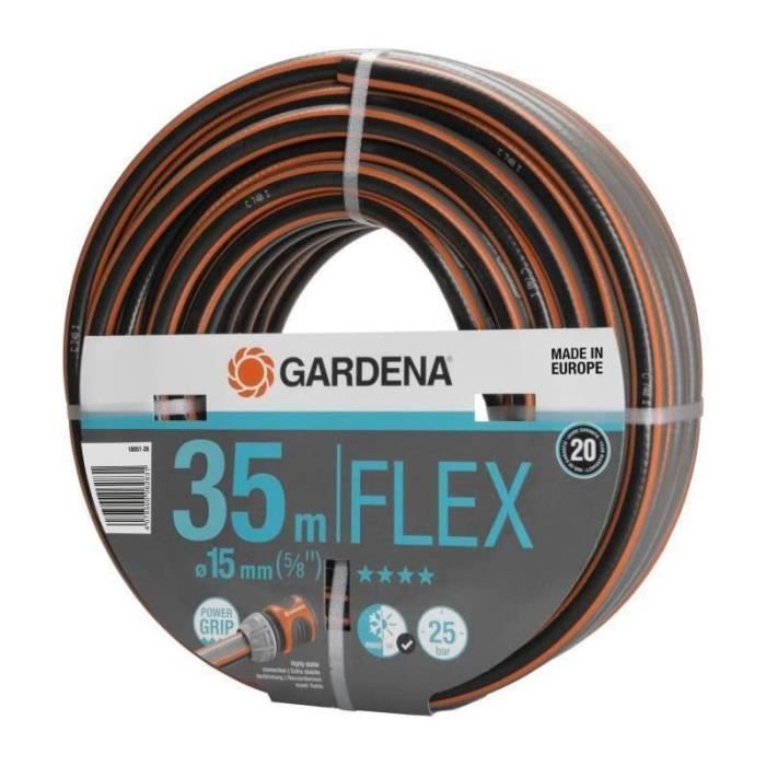 GARDENA Tuyau d'arrosage Comfort FLEX Longueur 35m Ø15mm Anti-noeud et indéformable Garantie 20 ans