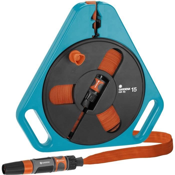 Tuyau plat textile Classic 15 en boÓtier-enrouleur - GARDENA - ÿ12mm - Pression max 25 bar - Garantie 5 ans