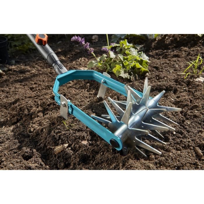 GARDENA Émietteur-sarcleuse 14cm Combisystem – Acier galvanisé haute qualité – Outil ensemencement – Garantie 25 ans (3195-20)