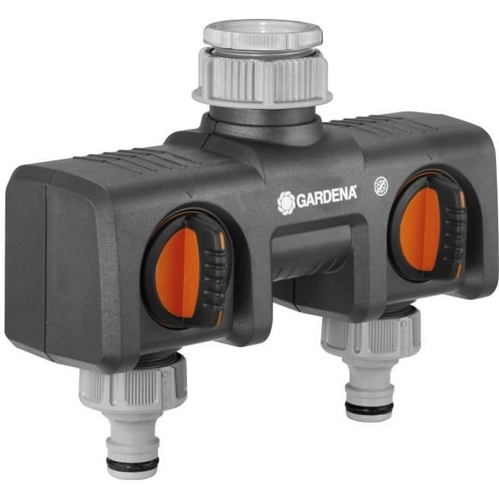 GARDENA Sélecteur d'arrosage 2 voies Double sorties d'eau indépendantes Connexion unique GARDENA Garantie 5 ans (8193-20)