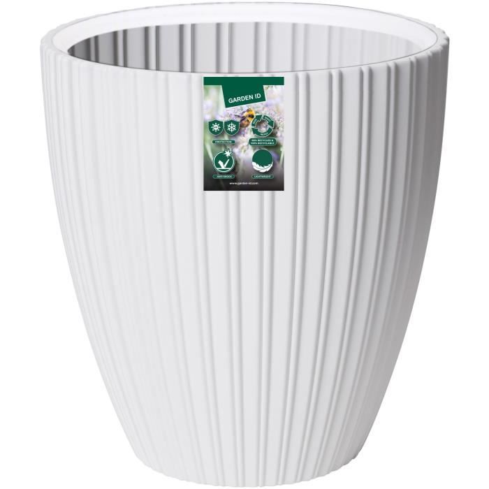 Pot de fleurs - GARDEN ID - Fancy - 40 x 42 cm - Pour jardin, balcons ou intérieurs - Blanc