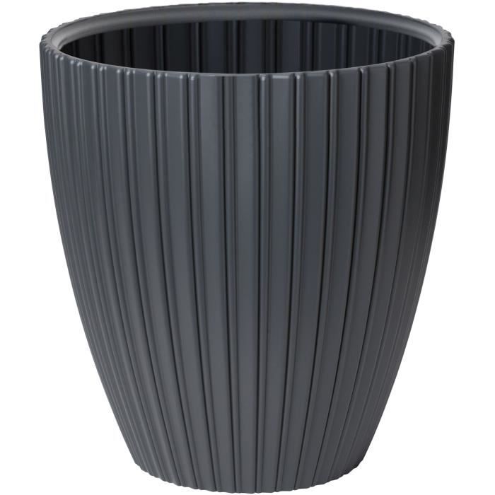 Pot de fleurs - GARDEN ID - Fancy - 40 x 42 cm - Pour jardin, balcons ou intérieurs - Anthracite