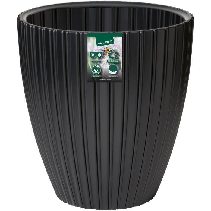 Pot de fleurs - GARDEN ID - Fancy - 40 x 42 cm - Pour jardin, balcons ou intérieurs - Noir