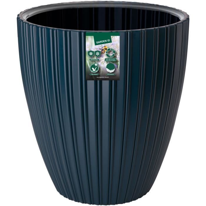 Pot de fleurs - GARDEN ID - Fancy - 40 x 42 cm - Pour jardin, balcons ou intérieurs - Bleu pétrole