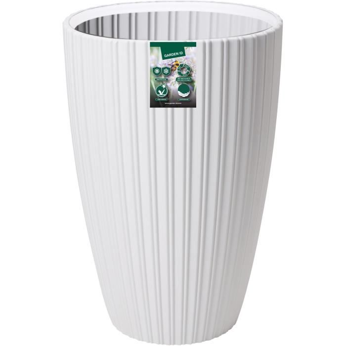 Pot de fleurs - GARDEN ID - Fancy - 40 x 58 cm - Pour jardin, balcons ou intérieurs - Blanc