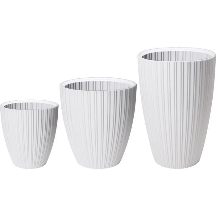 Pot de fleurs - GARDEN ID - Fancy - 40 x 58 cm - Pour jardin, balcons ou intérieurs - Blanc