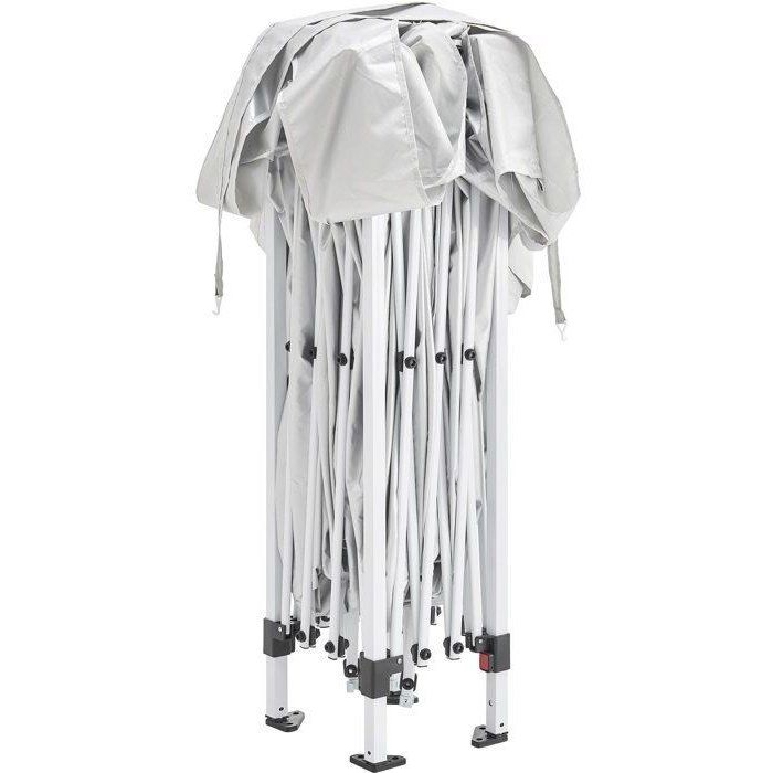 Tonnelle de jardin pliante - BORNEO - Cadre blanc et toile écru - 4 parois - Sac de transport - 3 x 3 m