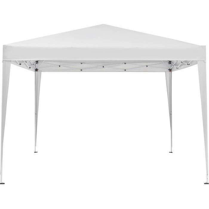 Tonnelle de jardin pliante - BORNEO - Cadre blanc et toile écru - Sac de transport - 3 x 3 m