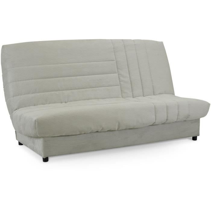 Clic-clac - BEIJA - 3 places - Velours côtelé beige - 130 x 190 x13 cm