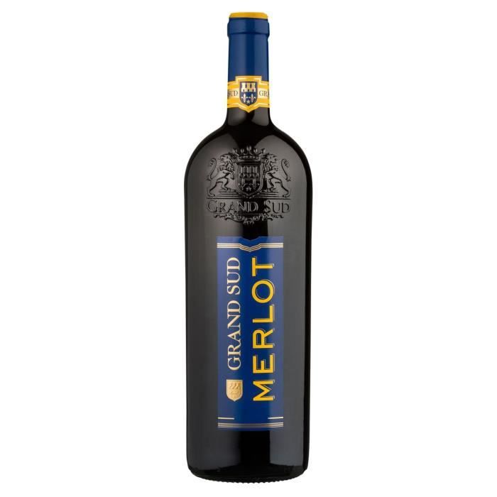 Grand Sud Merlot IGP Pays d'Oc - Vin rouge du Languedoc Roussillon - 1L 2024