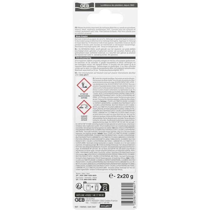 Réparation émail - GEB - Bi-composant - Blanc