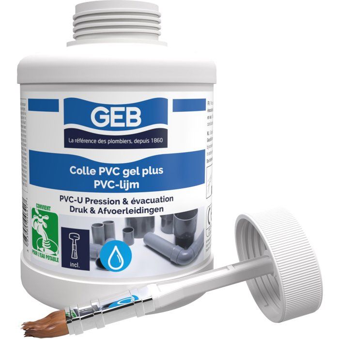 Colle PVC Gel Plus - GEB - Pour PVC rigide pression et évacuation - 500 ml