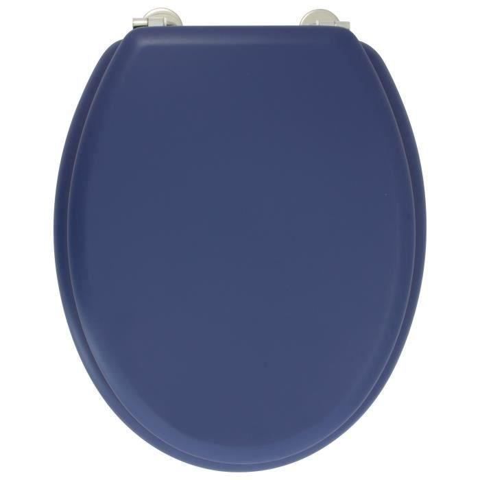 GELCO DESIGN Abattant WC Dolce - Charnieres inox - Bois moulÈ - Bleu marine