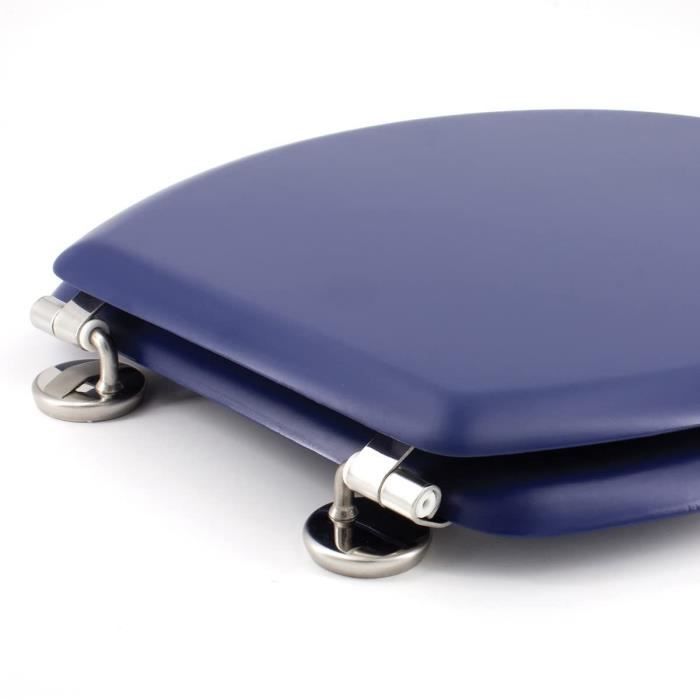 GELCO DESIGN Abattant WC Dolce - Charnieres inox - Bois moulÈ - Bleu marine