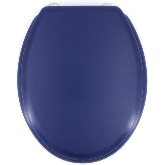 GELCO DESIGN Abattant WC Dolce - Charnieres inox - Bois moulÈ - Bleu marine