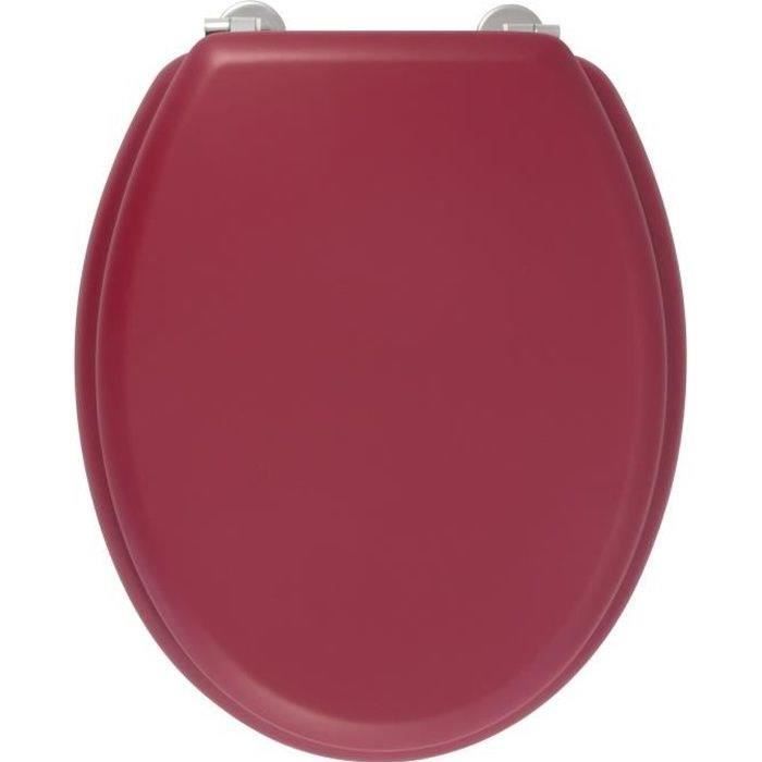 GELCO DESIGN Abattant WC Dolce - Charnieres inox - Bois moulé - Rouge cardinal