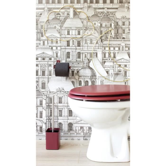GELCO DESIGN Abattant WC Dolce - Charnieres inox - Bois moulé - Rouge cardinal