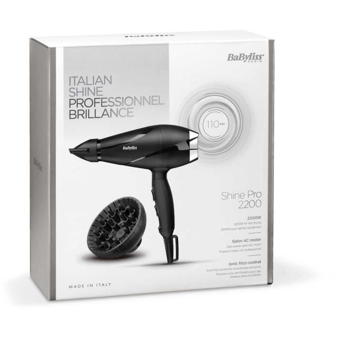 Seche-cheveux - BaByliss - 6713DE Shine Pro 2200 - Moteur AC - FabriquÈ en Italie