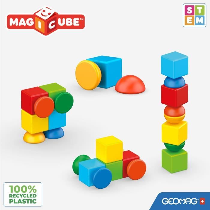Blocs magnétiques - GEOMAG - Magicube 061 - 8 pieces - Empilables - Plastique recyclé