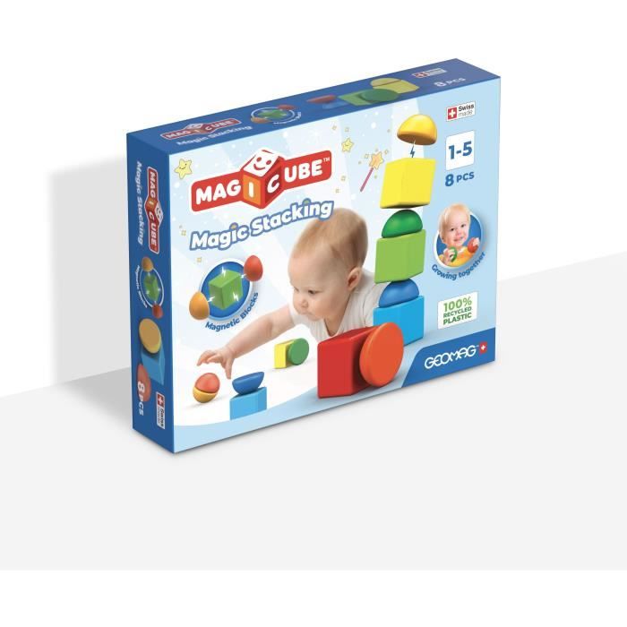 Blocs magnétiques - GEOMAG - Magicube 061 - 8 pieces - Empilables - Plastique recyclé