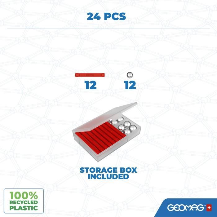 Jeu de construction magnétique - GEOMAG - Classic Recycled Magnetic Geometry 24 pieces - Géométrie - 3D - Éducatif