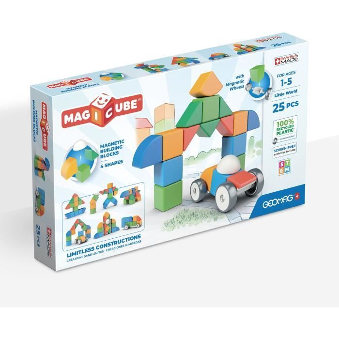 Blocs magnétiques - GEOMAG - Mon petit monde en formes - 25 pieces - Éducatif - Plastique recyclé - Des 12 mois