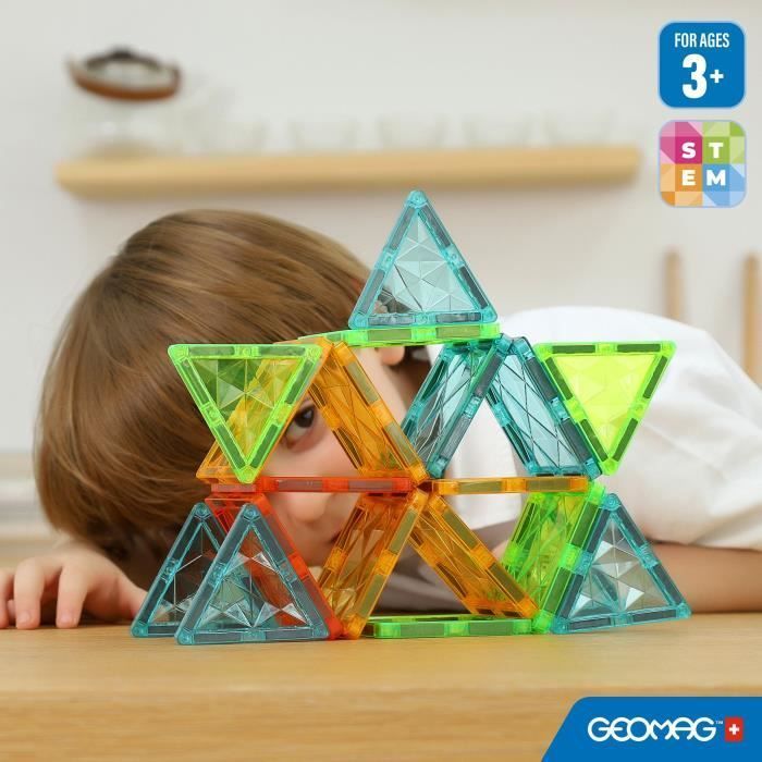 Tuiles magnétiques - GEOMAG - Tiles Gems Vehicles - 24 pieces - Effet cristal - Des 3 ans