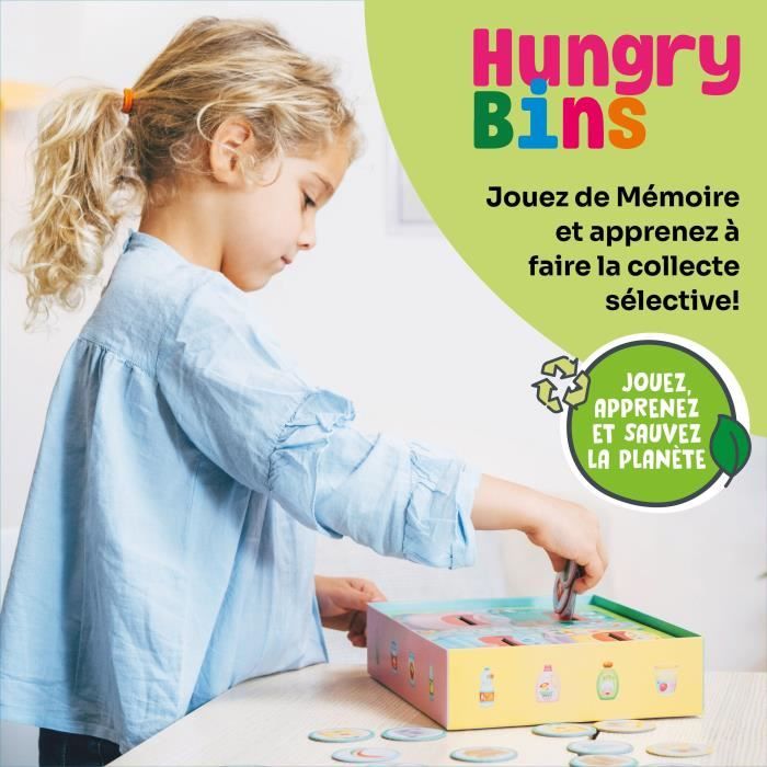 Jeux éducatifs - GEOMAG - Hungry Bins - Tri sélectif - Apprentissage des déchets - Association par couleur