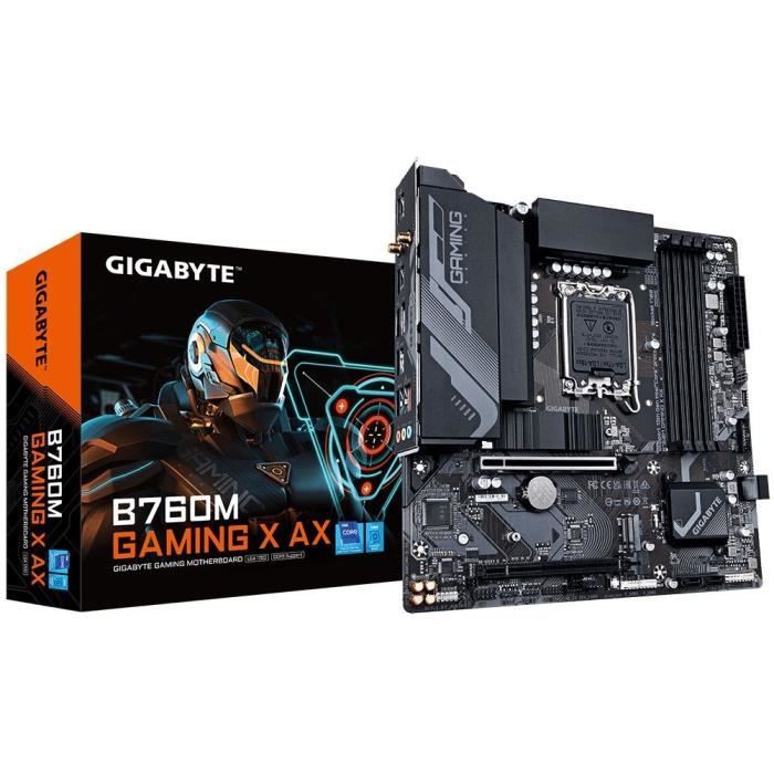 Carte mere - GIGABYTE - B760M Gaming X AX - DDR5 jusqu'a 7600 MHz - Wi-Fi 6E - 2.5GbE LAN