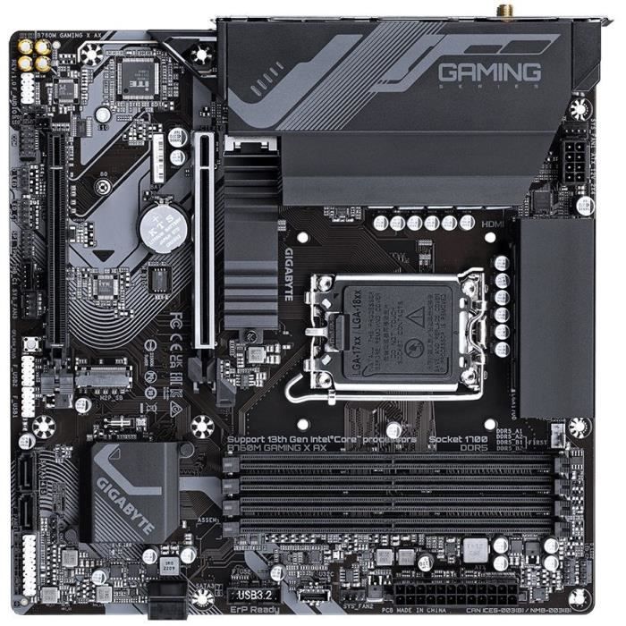 Carte mere - GIGABYTE - B760M Gaming X AX - DDR5 jusqu'a 7600 MHz - Wi-Fi 6E - 2.5GbE LAN